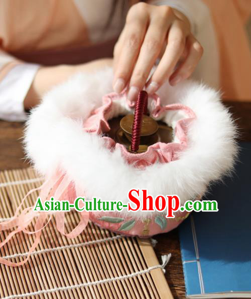 Traditional Chinese Ancient Termofor Cover Embroidered Flowers Pink Brocade Bag Traditional Chinese Ancient Termofor Cover Embroidered Flowers Pink Brocade Bag