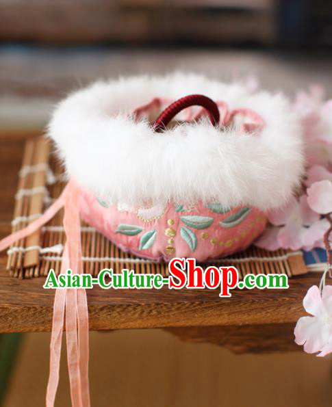 Traditional Chinese Ancient Termofor Cover Embroidered Flowers Pink Brocade Bag Traditional Chinese Ancient Termofor Cover Embroidered Flowers Pink Brocade Bag