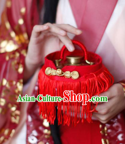Traditional Chinese Ancient Termofor Cover Embroidered Red Tassel Brocade Bag Traditional Chinese Ancient Termofor Cover Embroidered Red Tassel Brocade Bag
