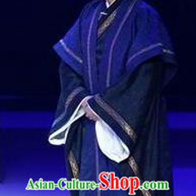 Chinese Drama Guangling Verse Ancient Jin Dynasty Scholar Navy Clothing Stage Performance Dance Costume for Men