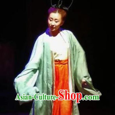 Chinese Drama Huating Song of Song Dynasty Classical Dance Dress Stage Performance Dance Costume and Headpiece for Women