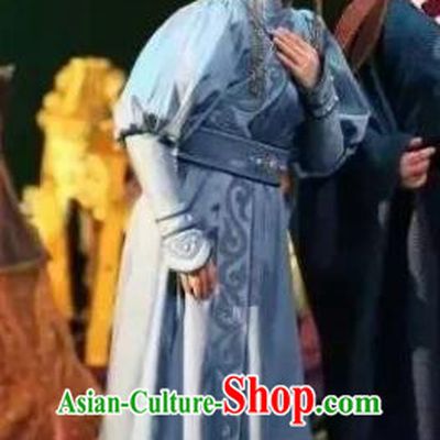 Chinese Zhaojun Chu Sai Ancient Mongol Nationality Princess Dress Stage Performance Dance Costume and Headpiece for Women