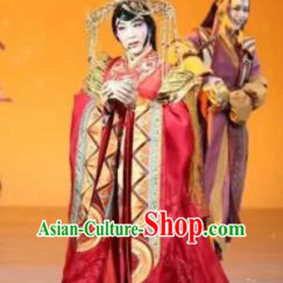 Chinese Zhaojun Chu Sai Ancient Han Dynasty Imperial Consort Red Dress Stage Performance Dance Costume and Headpiece for Women
