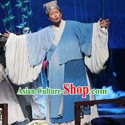 Chinese The Legend of Wang Yangming Ancient Taoist Blue Clothing Stage Performance Dance Costume for Men