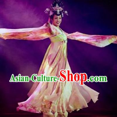 The Empress of China Ancient Tang Dynasty Imperial Consort Pink Dress Stage Performance Dance Costume and Headpiece for Women