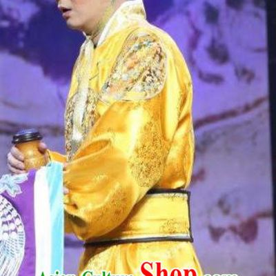 The Empress of China Ancient Tang Dynasty Emperor Li Zhi Golden Clothing Stage Performance Dance Costume for Men