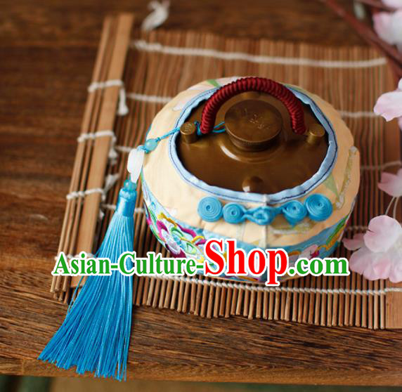 Traditional Chinese Ancient Termofor Cover Embroidered Blue Brocade Bag Traditional Chinese Ancient Termofor Cover Embroidered Blue Brocade Bag