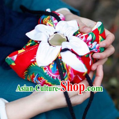 Traditional Chinese Ancient Termofor Cover Phoenix Pattern Red Cloth Bag