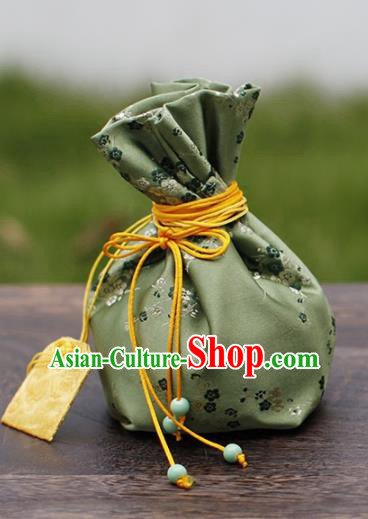 Traditional Chinese Ancient Termofor Cover Embroidered Plum Pattern Green Brocade Bag Traditional Chinese Ancient Termofor Cover Embroidered Plum Pattern Green Brocade Bag