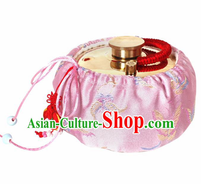 Traditional Chinese Ancient Termofor Cover Embroidered Butterfly Pattern Pink Brocade Bag Traditional Chinese Ancient Termofor Cover Embroidered Butterfly Pattern Pink Brocade Bag