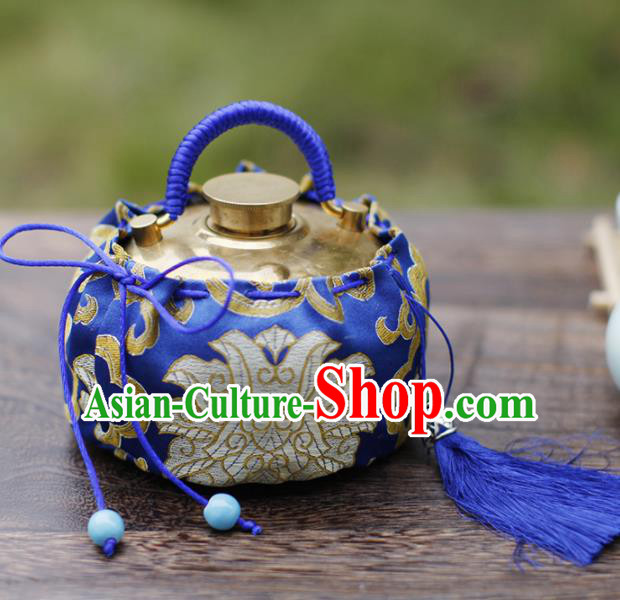 Traditional Chinese Ancient Termofor Cover Embroidered Pattern Royalblue Brocade Bag Traditional Chinese Ancient Termofor Cover Embroidered Pattern Royalblue Brocade Bag