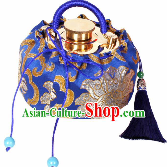 Traditional Chinese Ancient Termofor Cover Embroidered Pattern Royalblue Brocade Bag Traditional Chinese Ancient Termofor Cover Embroidered Pattern Royalblue Brocade Bag