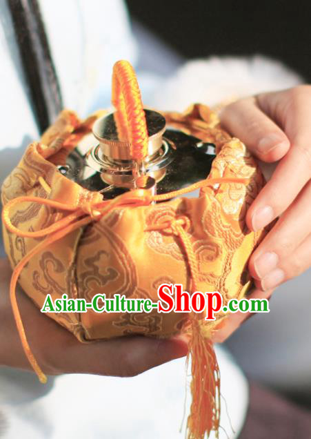 Traditional Chinese Ancient Termofor Cover Embroidered Pattern Golden Brocade Bag Traditional Chinese Ancient Termofor Cover Embroidered Pattern Golden Brocade Bag