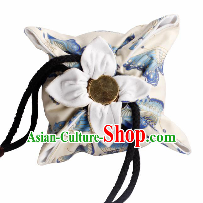 Traditional Chinese Ancient Termofor Cover Butterfly Pattern White Cloth Bag Traditional Chinese Ancient Termofor Cover Butterfly Pattern White Cloth Bag