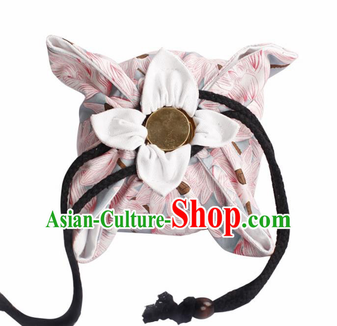 Traditional Chinese Ancient Termofor Cover Classical Pattern Pink Cloth Bag Traditional Chinese Ancient Termofor Cover Classical Pattern Pink Cloth Bag