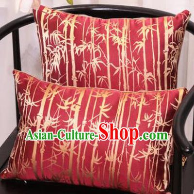 Traditional Chinese Pillowslip Classical Bamboo Pattern Red Brocade Cover Two Pieces Complete Set Home Decoration Accessories