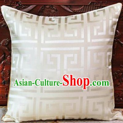 Traditional Chinese Pillowslip Classical Pattern White Brocade Cover Home Decoration Accessories
