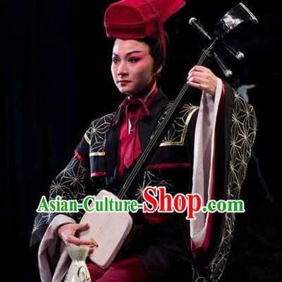 The Legend of Chunqin Shaoxing Opera Emperor Black Kimono Clothing Stage Performance Dance Costume for Men