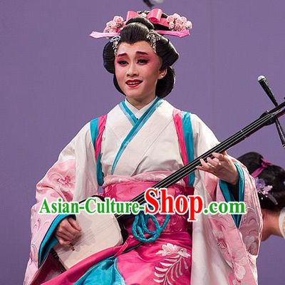 The Legend of Chunqin Shaoxing Opera Japan Geisha Kimono Dress Stage Performance Costume and Headpiece for Women