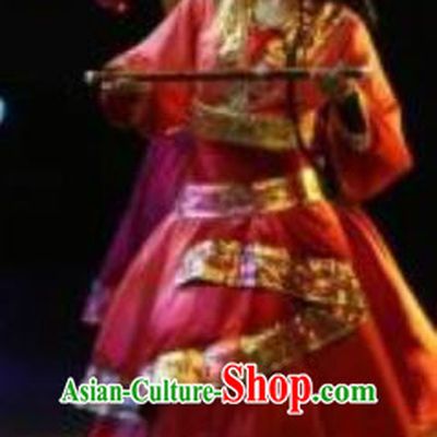 Chinese Zhaojun Chu Sai Classical Dance Red Dress Stage Performance Costume and Headpiece for Women