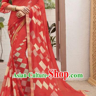 Asian Indian Bollywood Red Saree Dress India Traditional Costumes for Women