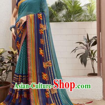 Asian Indian Bollywood Lake Blue Saree Dress India Traditional Costumes for Women