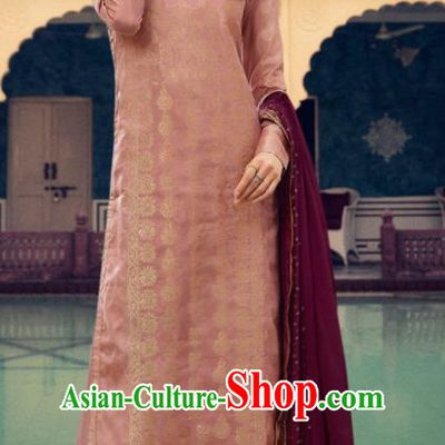 Asian Indian Punjabis Embroidered Deep Pink Blouse and Pants India Traditional Lehenga Choli Costumes Complete Set for Women