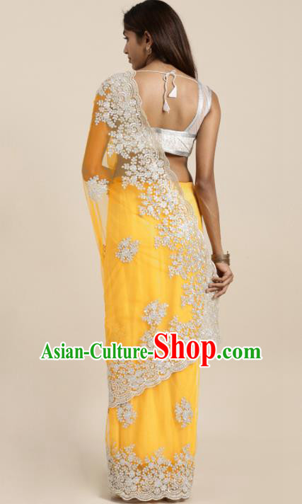 Asian Indian Bollywood Embroidered Yellow Dress India Traditional Sari Costumes for Women Asian Indian Bollywood Embroidered Yellow Dress India Traditional Sari Costumes for Women