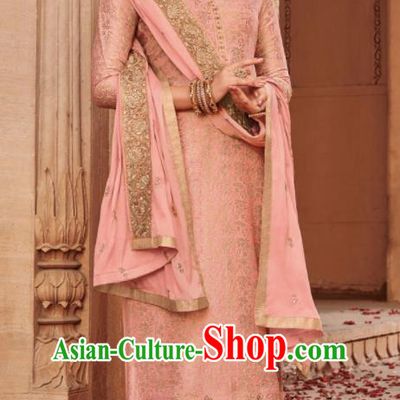 Asian Indian Punjabis Bride Pink Blouse and Pants India Traditional Lehenga Choli Costumes Complete Set for Women