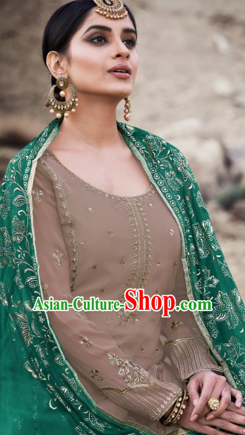 Asian Indian Punjabis Embroidered Brown Georgette Dress India Traditional Lehenga Choli Costumes Complete Set for Women Asian Indian Punjabis Embroidered Brown Georgette Dress India Traditional Lehenga Choli Costumes Complete Set for Women