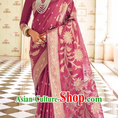 Asian Indian Court Purple Silk Sari Dress India Traditional Bollywood Princess Costumes for Women