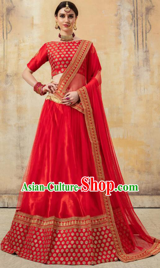 Asian Indian Bollywood Wedding Embroidered Red Dress India Traditional Bride Costumes for Women Asian Indian Bollywood Wedding Embroidered Red Dress India Traditional Bride Costumes for Women