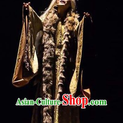 Chinese Zhaojun Chu Sai Ancient Han Dynasty Classical Dance Dress Stage Performance Costume and Headpiece for Women