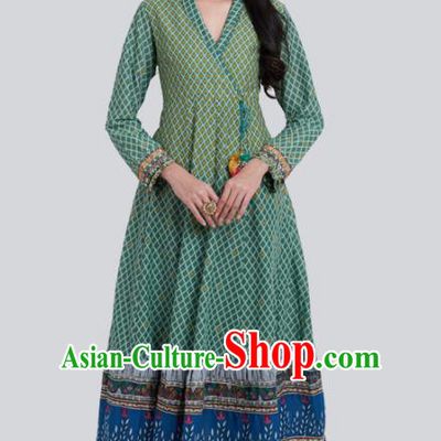 Asian Indian Bollywood Green Dress India Traditional Costumes for Women