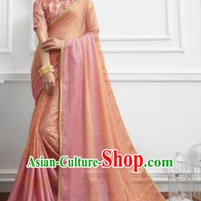 Pink Chiffon Asian Indian National Lehenga Sari Dress India Bollywood Traditional Costumes for Women