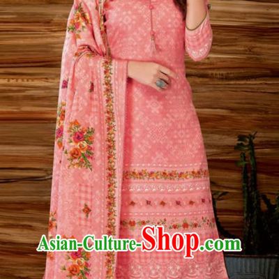 Asian Indian Bollywood Traditional Pink Pashmina Blouse and Pants India Punjabis Lehenga Choli Costumes Complete Set for Women