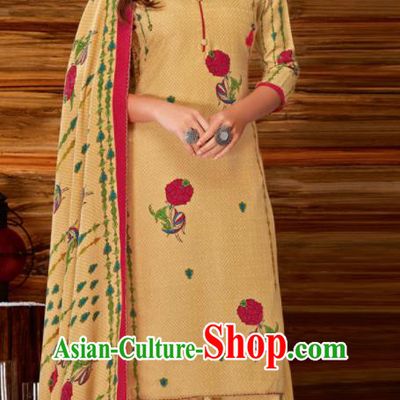 Asian Indian Bollywood Traditional Ginger Pashmina Blouse and Pants India Punjabis Lehenga Choli Costumes Complete Set for Women