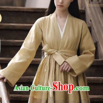 Chinese Ancient Maidservant Yellow Cloth Dress Drama Love and Destiny Female Civilian Lin Mo Ni Ni Replica Costumes for Women