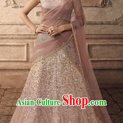 Traditional Indian Lehenga Embroidered Light Pink Dress Asian India National Festival Costumes for Women