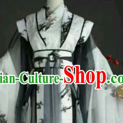 Ancient Chinese Black White Hanfu Garment Ancient Clothes