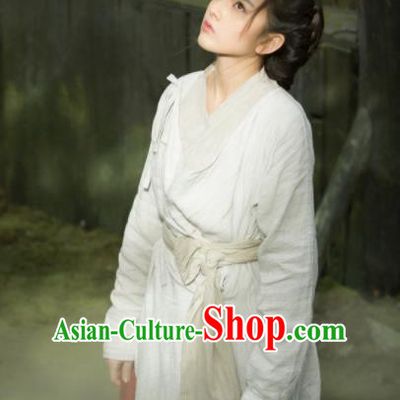 Chinese Ancient Female Civilian White Dress Drama Novoland Eagle Flag Yu Ran Replica Costumes for Women