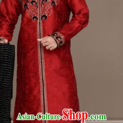 Asian Indian Wedding Sherwani Bridegroom Red Clothing India Traditional Embroidered Costumes Complete Set for Men