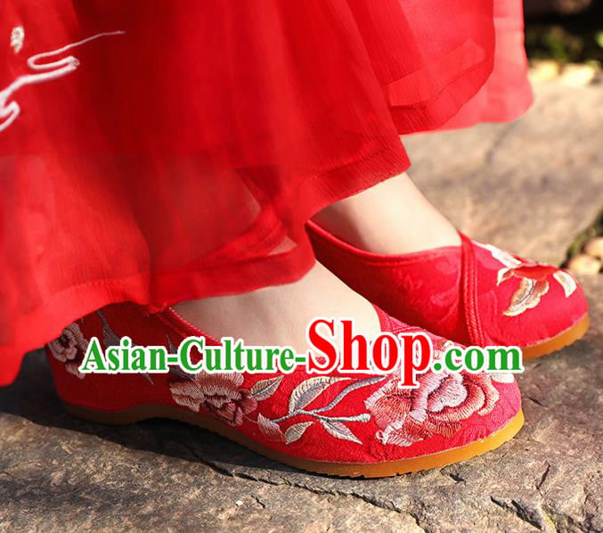 Chinese National Red Shoes Traditional Hanfu Shoes Opera Shoes Embroidered Shoes for Women Chinese National Red Shoes Traditional Hanfu Shoes Opera Shoes Embroidered Shoes for Women