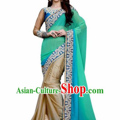 Traditional Indian Georgette Sari Dress Asian India National Bollywood Costumes for Women