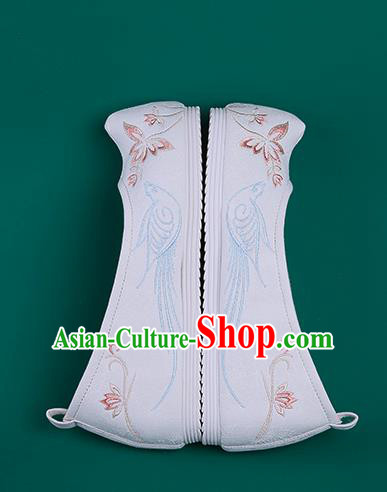 Chinese Traditional Embroidered Bird Lotus White Shoes Hanfu Shoes Princess Shoes for Women Chinese Traditional Embroidered Bird Lotus White Shoes Hanfu Shoes Princess Shoes for Women