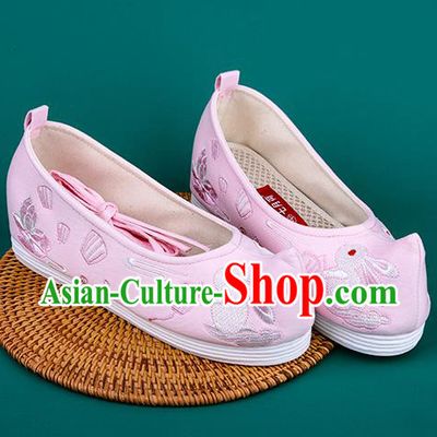 Chinese Traditional Embroidered Rabbit Pink Shoes Hanfu Shoes Princess Shoes for Women
