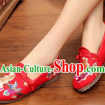 Traditional Chinese National Embroidery Red Shoes Embroidered Shoes Hanfu Shoes for Women