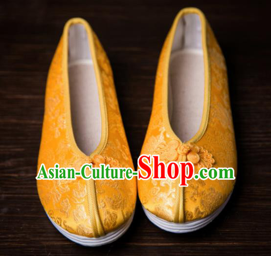 Traditional Chinese Handmade Hanfu Shoes Golden Embroidered Shoes Satin Shoes for Women Traditional Chinese Handmade Hanfu Shoes Golden Embroidered Shoes Satin Shoes for Women