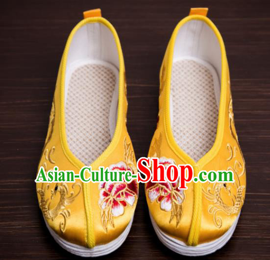 Traditional Chinese Handmade Satin Shoes Hanfu Shoes Embroidered Peony Dragon Shoes for Women Traditional Chinese Handmade Satin Shoes Hanfu Shoes Embroidered Peony Dragon Shoes for Women
