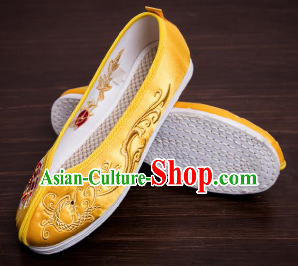 Traditional Chinese Handmade Satin Shoes Hanfu Shoes Embroidered Peony Dragon Shoes for Women Traditional Chinese Handmade Satin Shoes Hanfu Shoes Embroidered Peony Dragon Shoes for Women